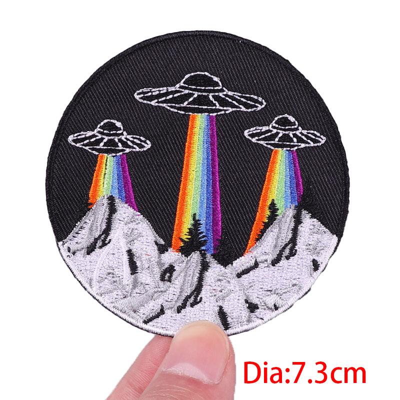 Regnbåge/BokstavsPatch Planet/UFO BroderiPatch Stryk på Patchar För Kläder Tecknad Broderad Patch På Kläder Strykning DIY