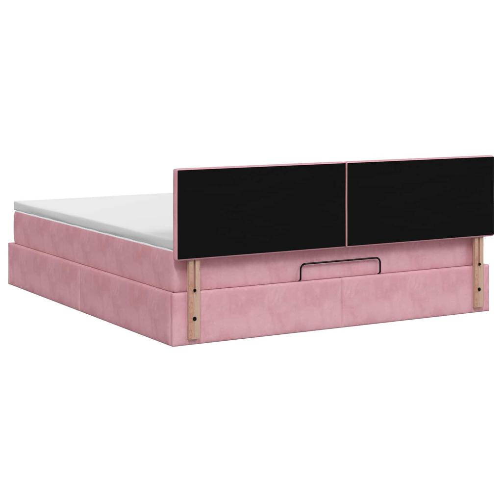 Ottoman Bed with Mattress and Headboard Pink 180 X 200 Cm Velvet