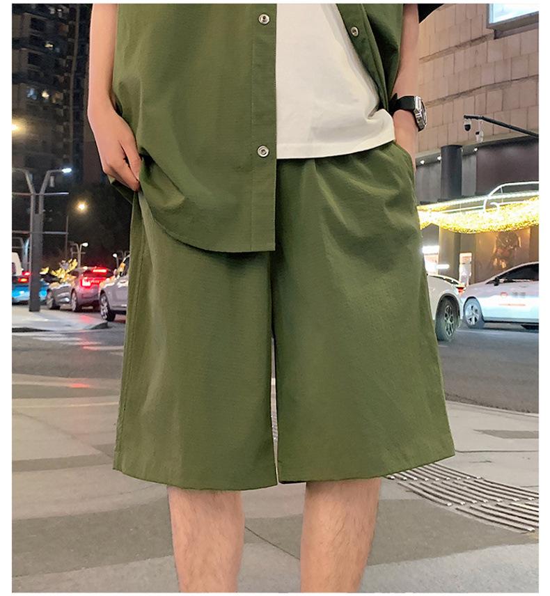 Men's Quick-Dry Outdoor Two-Piece Set: Lapel Short Sleeve Shirt & Loose Shorts