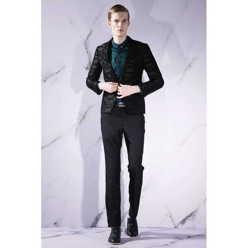 Menseye Casual Wedding Black Embroidered Suit