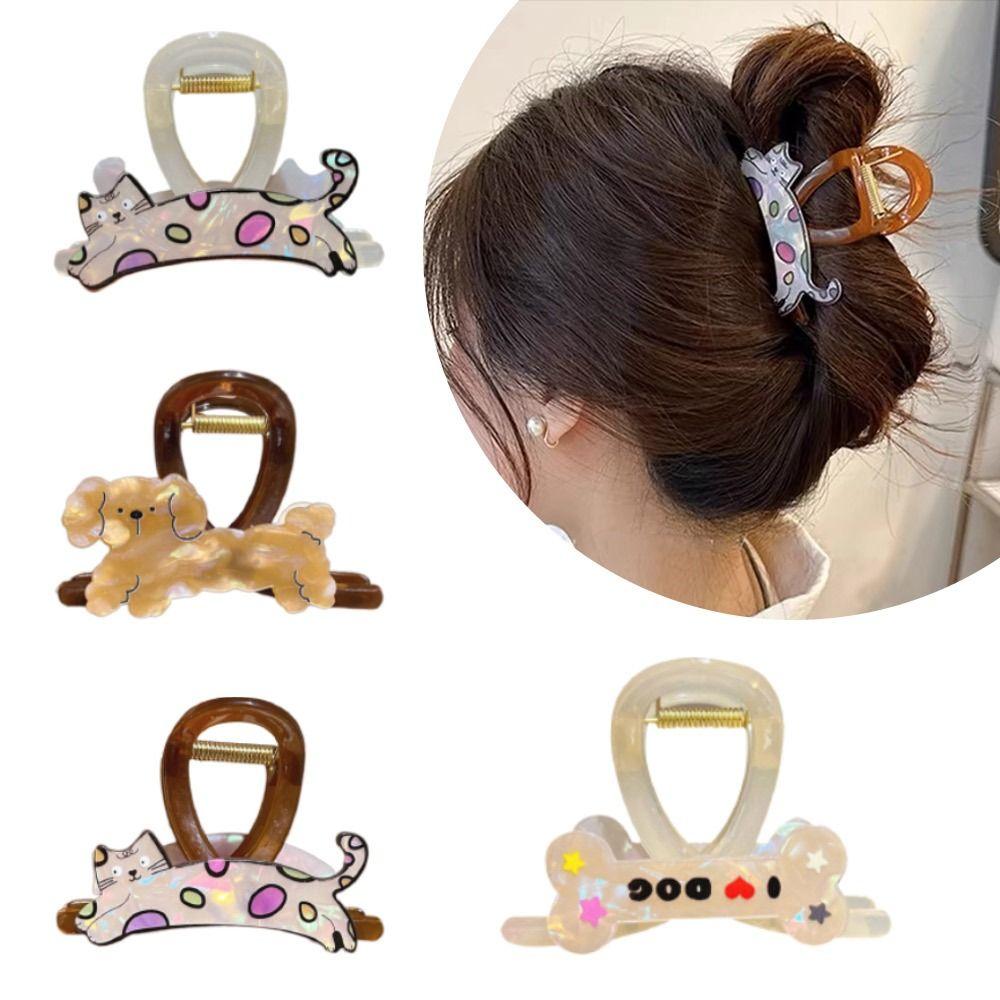 Cartoon Bow Knot Shark Clip Cat Dog Hairgrips Hair Bun Bow Hair Claw  Girl Lady Women