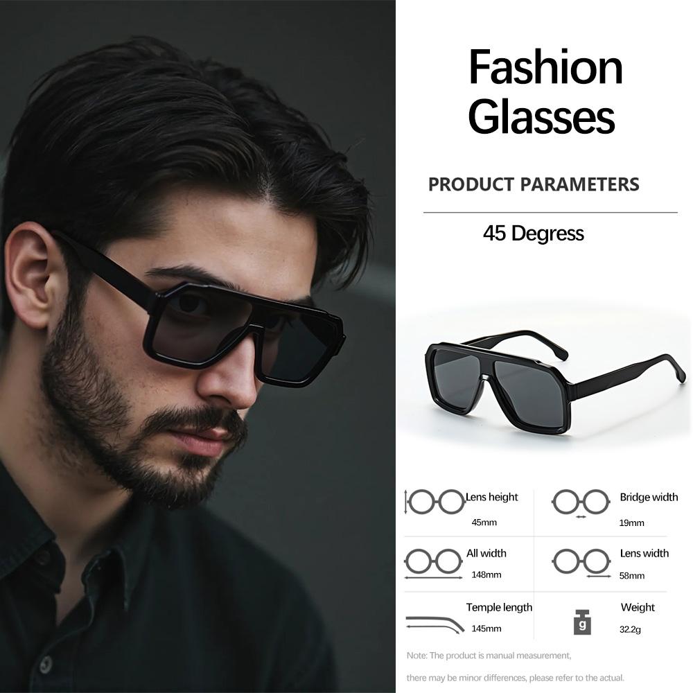 New Vintage Sunglasses For Men Geometric Thick Frame Business Leisure Dual-use Urban Elite Luxurious Style