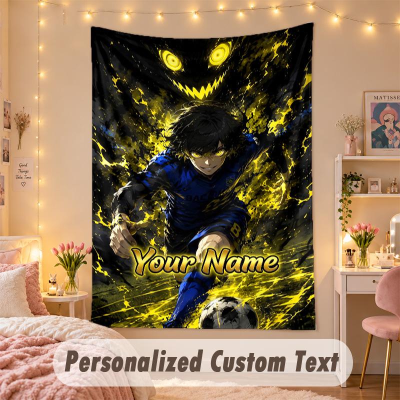 Custom Personalized Tapestry,Blue Lock Print Custom Name Text Wall Art Hanging for Bedroom
