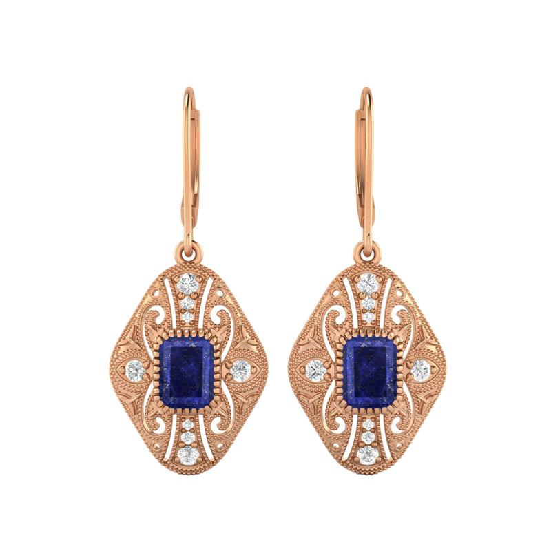 Lapis Filigree Dangle Women Wedding Earrings-925 Sterling Silver