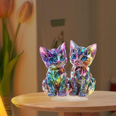 Acryl 2D Bunte Katze Ornament Raumdeko Tischmittelstück Heimdekorativ Kreativ für