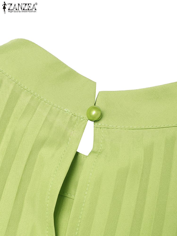 ZANZEA Women Summer Stand Neck Casual Sleeveless Short Dress