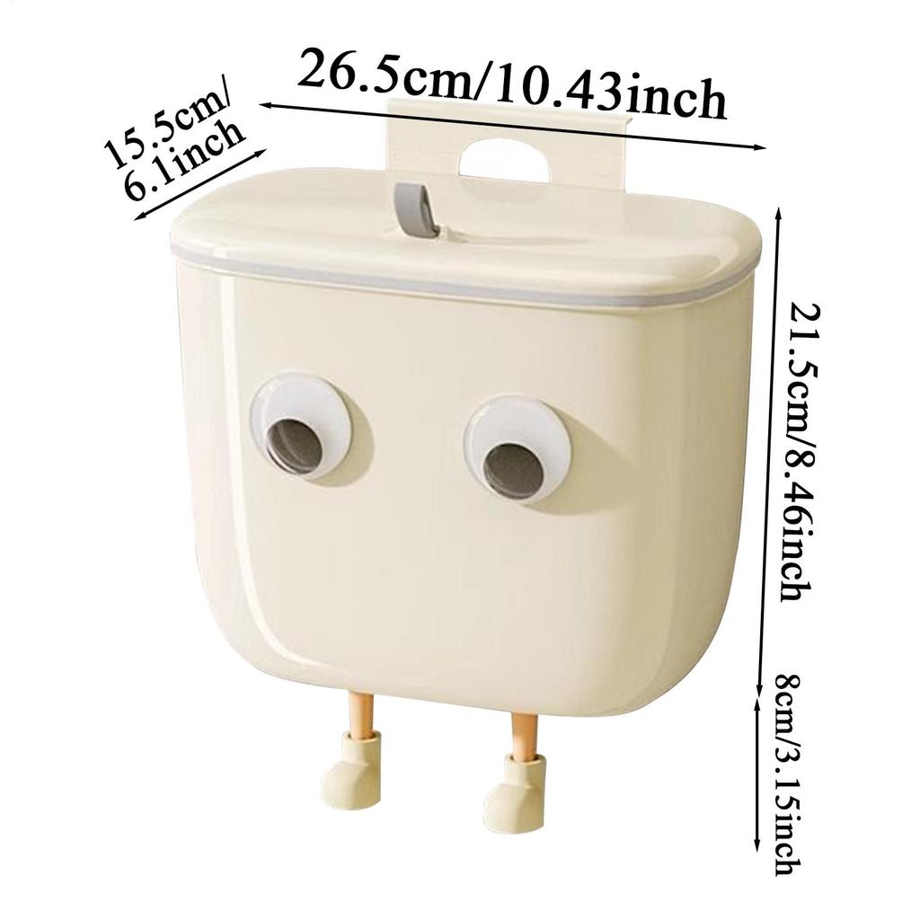 Wall Mounted Trash Can Under Sink Trash Can With Lid Rubbish Basket With Eyes And Legs Decoration For Bedroom Disposal Under