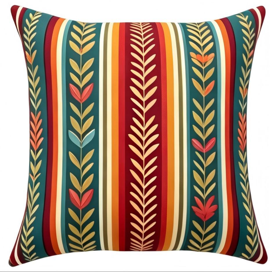 Federa Cuscino Peluche Stile Bohemien - Copricuscino Multicolore per Divano, Comodino e Soggiorno.