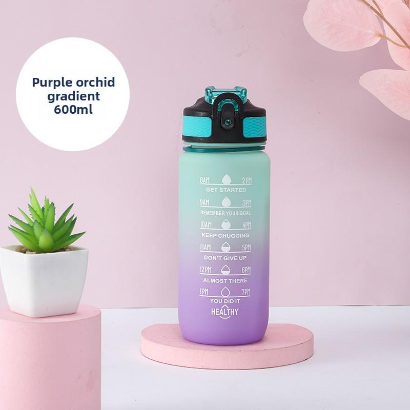 Gradient Color Space Cup, Large-capacity Portable Bouncy Lid Outdoor Water Bottle, Fitness and Sports Water Cup