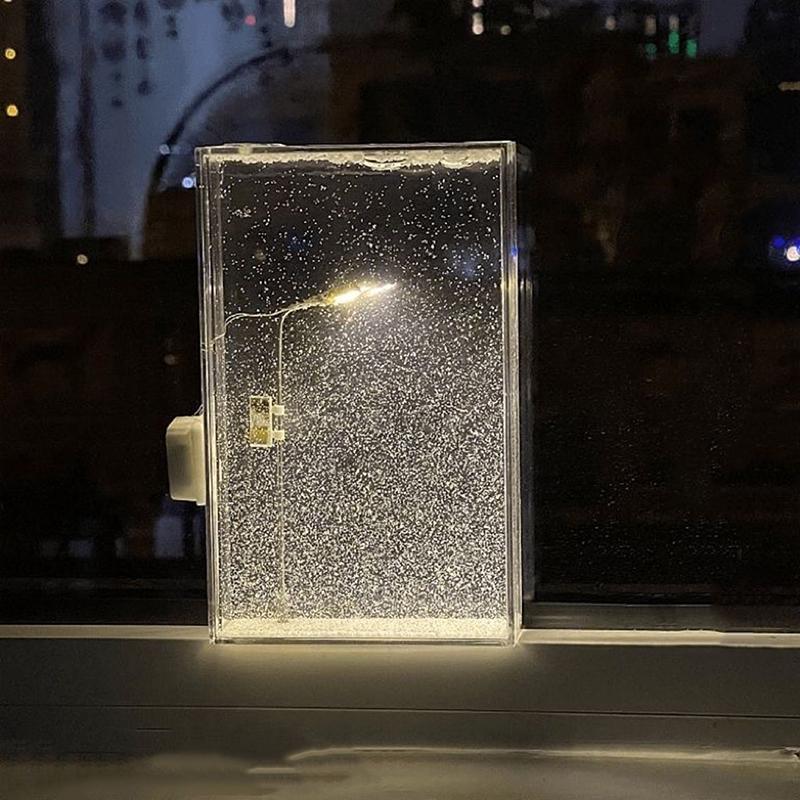Lampe de Nuit Fluide Petite Scène de Neige Lampadaire Nuit Enneigée Simulation de Neige Fait Main Paquet de Matériel DIY Décor de Bureau