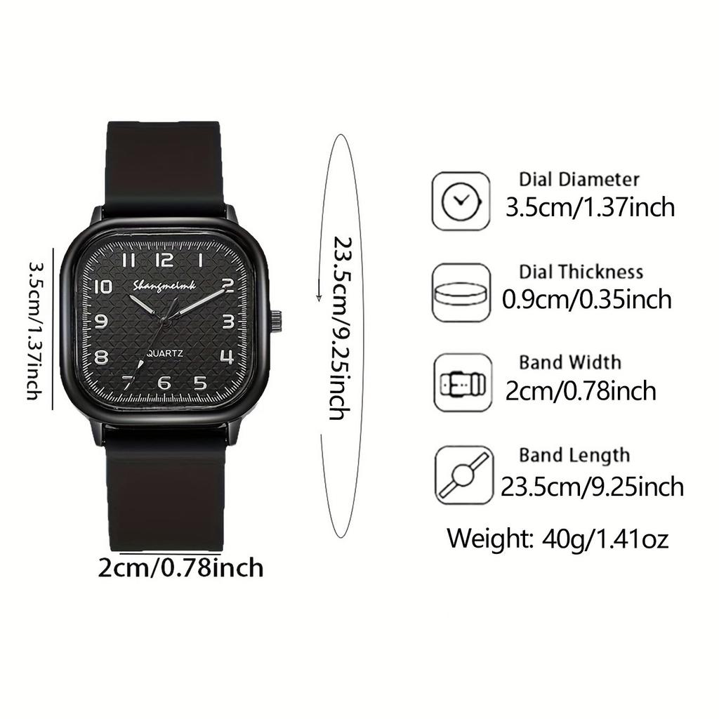 1pc- Fashion Roma Dial Women Watches Square Quartz Watch Casual Silicone Band Wristwatch