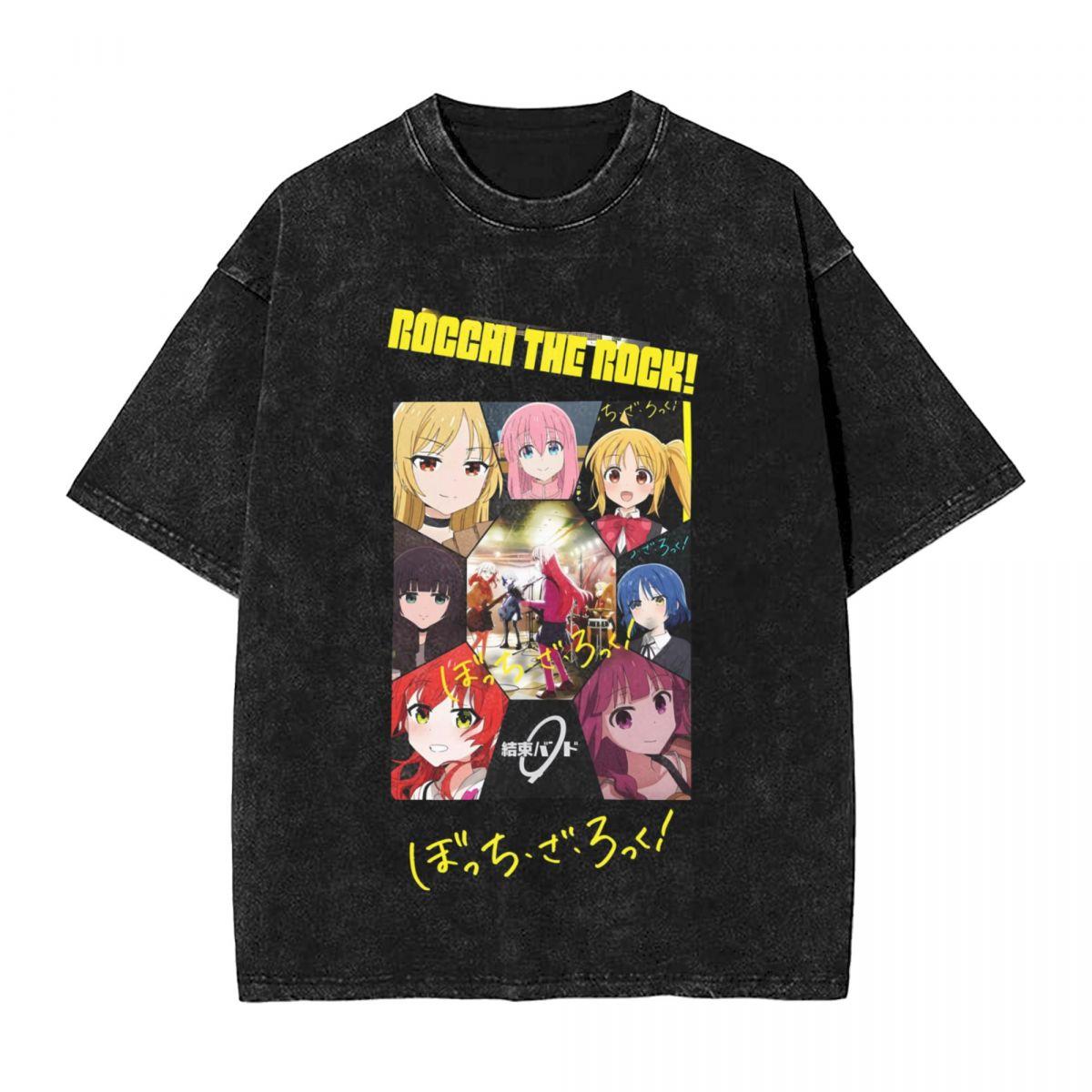 New Anime BOCCHI THE ROCK woman Men Cotton Washed Hot stamping Print TShirt Hitori Bocchi S
