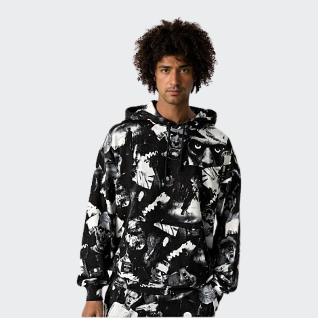 Levis FW22 Character Pattern Full Print Pullover Hoodie Men hoodies Gray A3692-0000