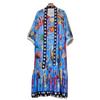 2025 Women's Retro Geometric Print Short Sleeve T-Shirt Dress with Loose Puffy Skirt