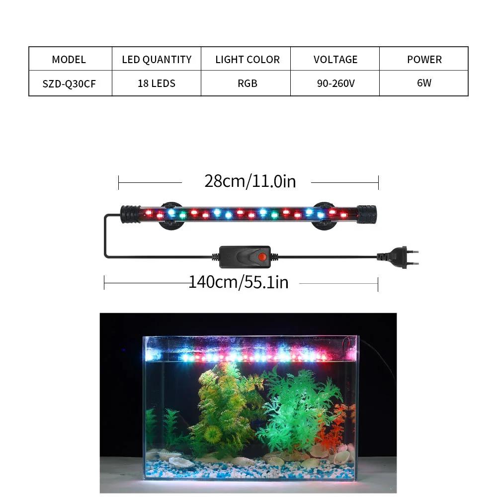 Pflanzenwachstumslicht Aquarium LED-Licht Wasserdicht Fischbeckenlicht 18-48CM Unterwasser-Aquarien Dekor Beleuchtung 90-260V 5730 Chip
