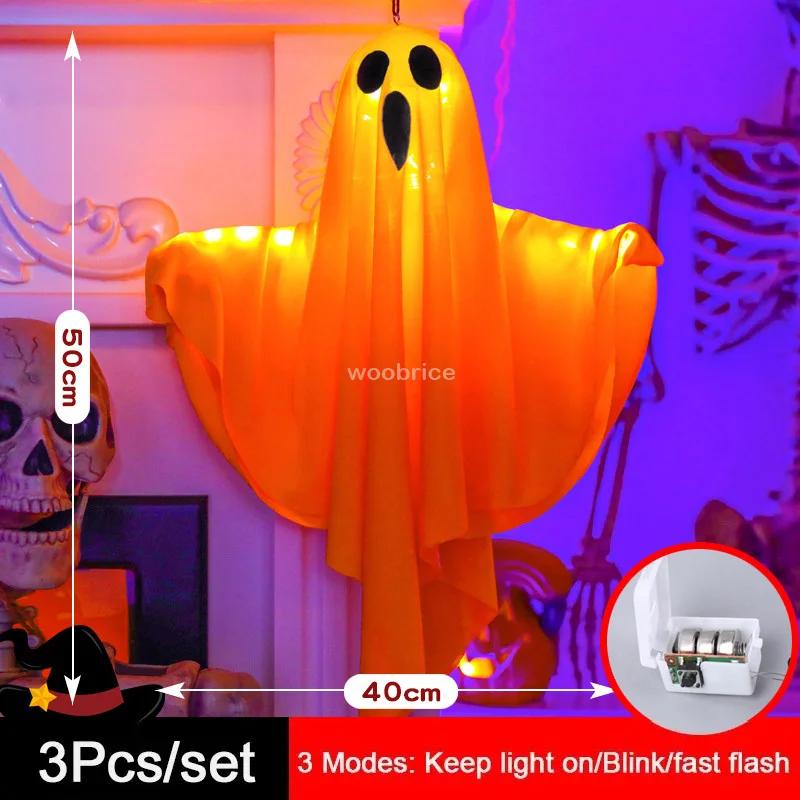 Halloween Glowing White Ghost LED Hanging Ghosts Horror Props with Fairy Light Indoor Outdoor Haunted House Halloween Decoration