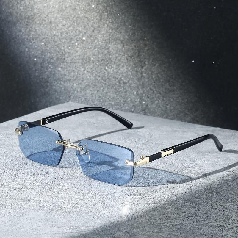 Fashionable Retro Square Unisex Frameless Sunglasses UV Protection Street Style Versatile Slimming Design for Men And Women