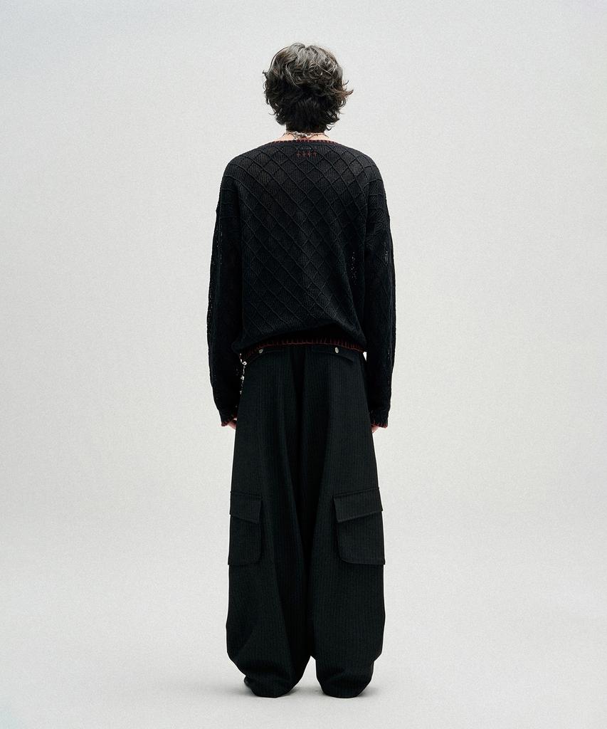 NOT4NERD Distressed Contrast Hand Stitch Knit - Black