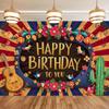 Mexican Fiesta Birthday Party Banner, Polyester Backdrop for Home Room Wall Decor and Props