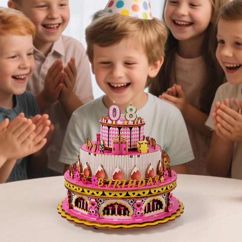 Cake Music Box Wooden Puzzle Stem Toy For Kids Interactive Play