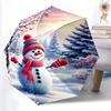 1pc Sturdy 8-Bone Auto Umbrella, Adorable Snowman Umbrella, Digital Printed, Foldable Umbrella for On-the-Go Outdoor Use