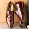 REEHEMES Low-top Men's Shoes Bright Leather Men's Business Dress Leather Shoes Men's Pointed British Cowhide Shoes Wedding Shoes