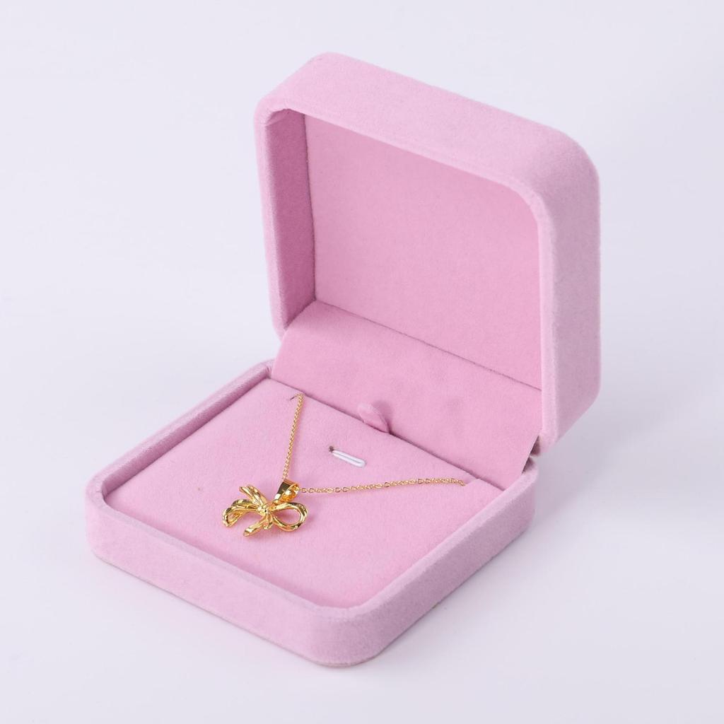 Pink Velvet Jewelry Box with Rounded Corners for Earrings, Bracelets, Rings, and Gifts