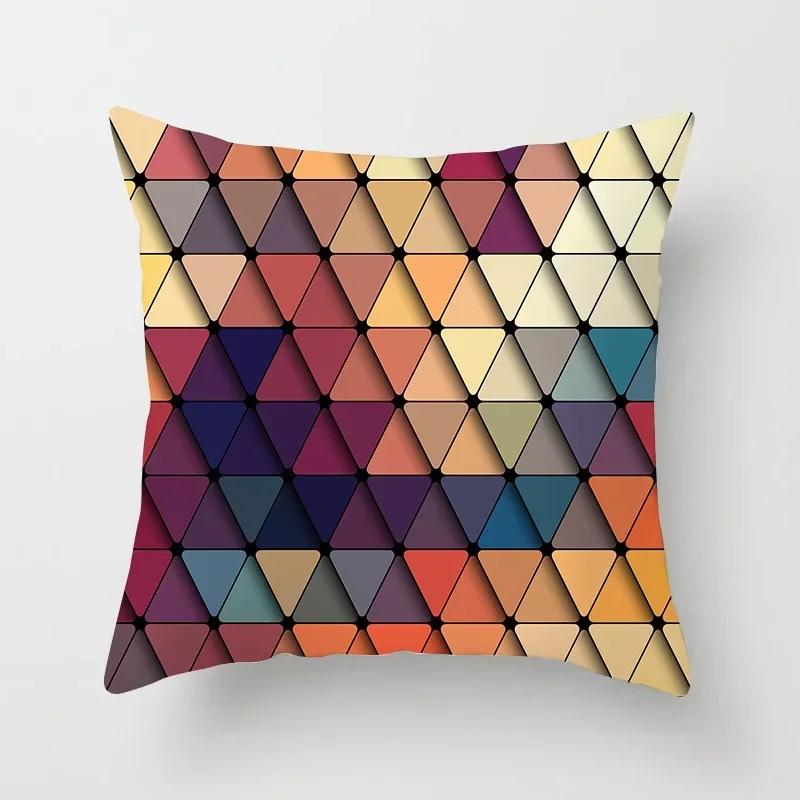45X45Cm Geometric Yellow Red Blue Pillowcase Polyester Cushion Cover For Sofa Cushion Nordic Home Decor Pillowcase