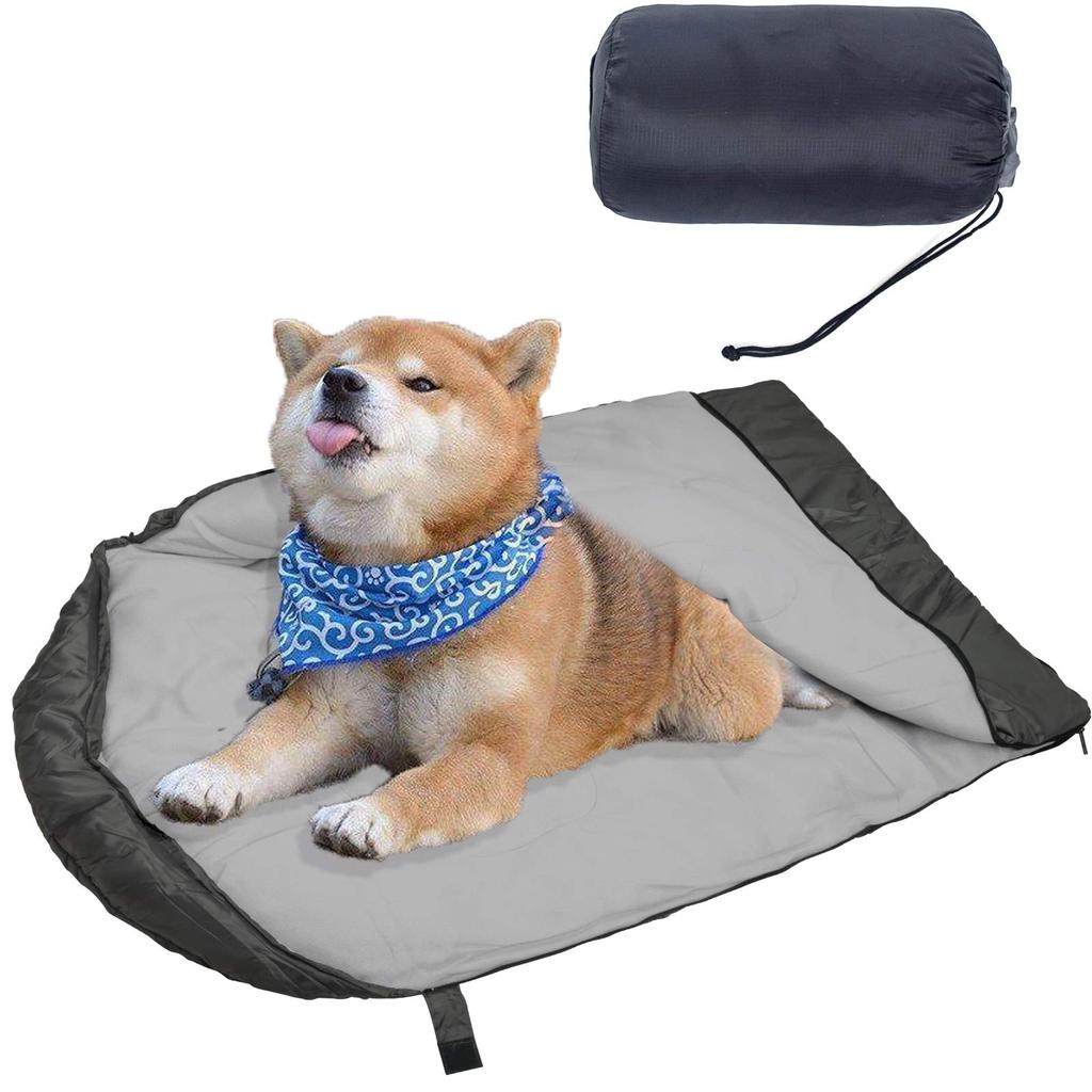 Fluffy Pet Sleeping Bag for Medium to Large Suitable for Indoor and Outdoor Gray Dogs, Year-Round Use, Stowable, Washable, Use,