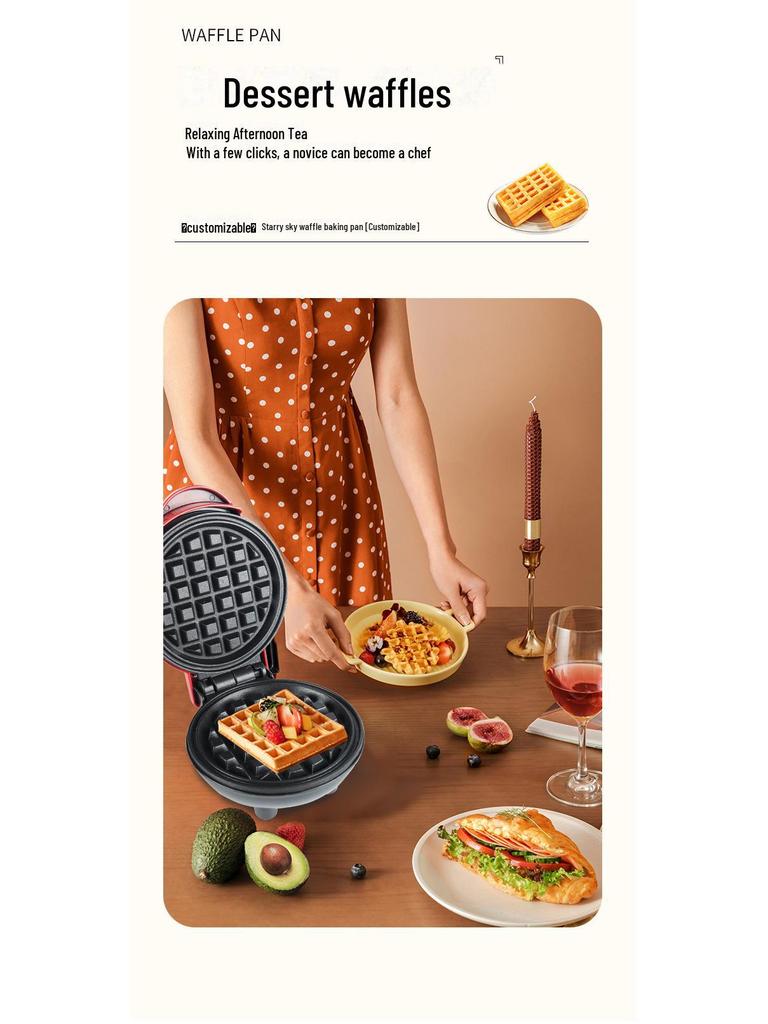 Mini Waffle & Pancake Maker: Home Bread and Cake Machine, Sandwich Breakfast Maker