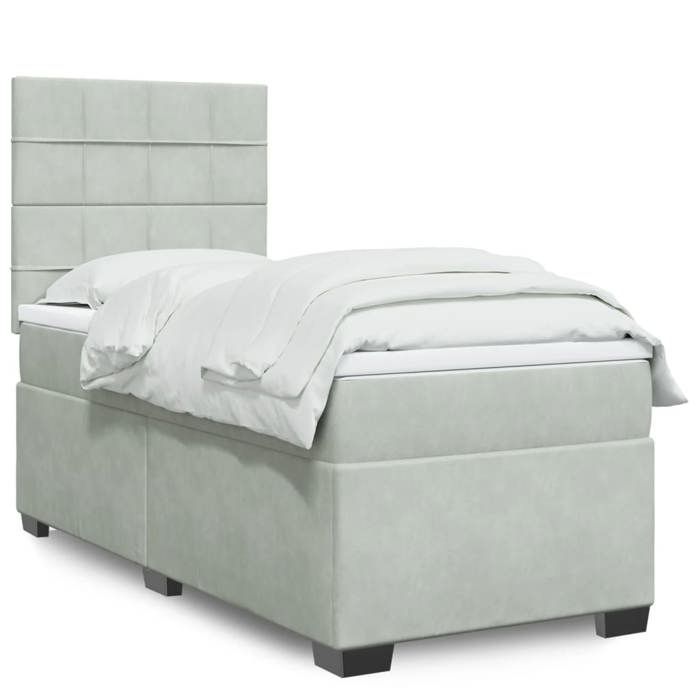 Maison Exclusive - Sommier à lattes de lit et matelas Gris clair 90x190 cm Velours