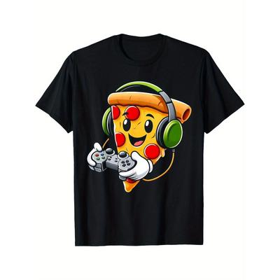 Lustiges Gamer-Pizza-T-Shirt für Gaming- und Food-Fans in europäischen Größen – ideal für Videospiel-Fans. Bequemes, lässiges Kurzarm-T-Shirt für den Sommer.