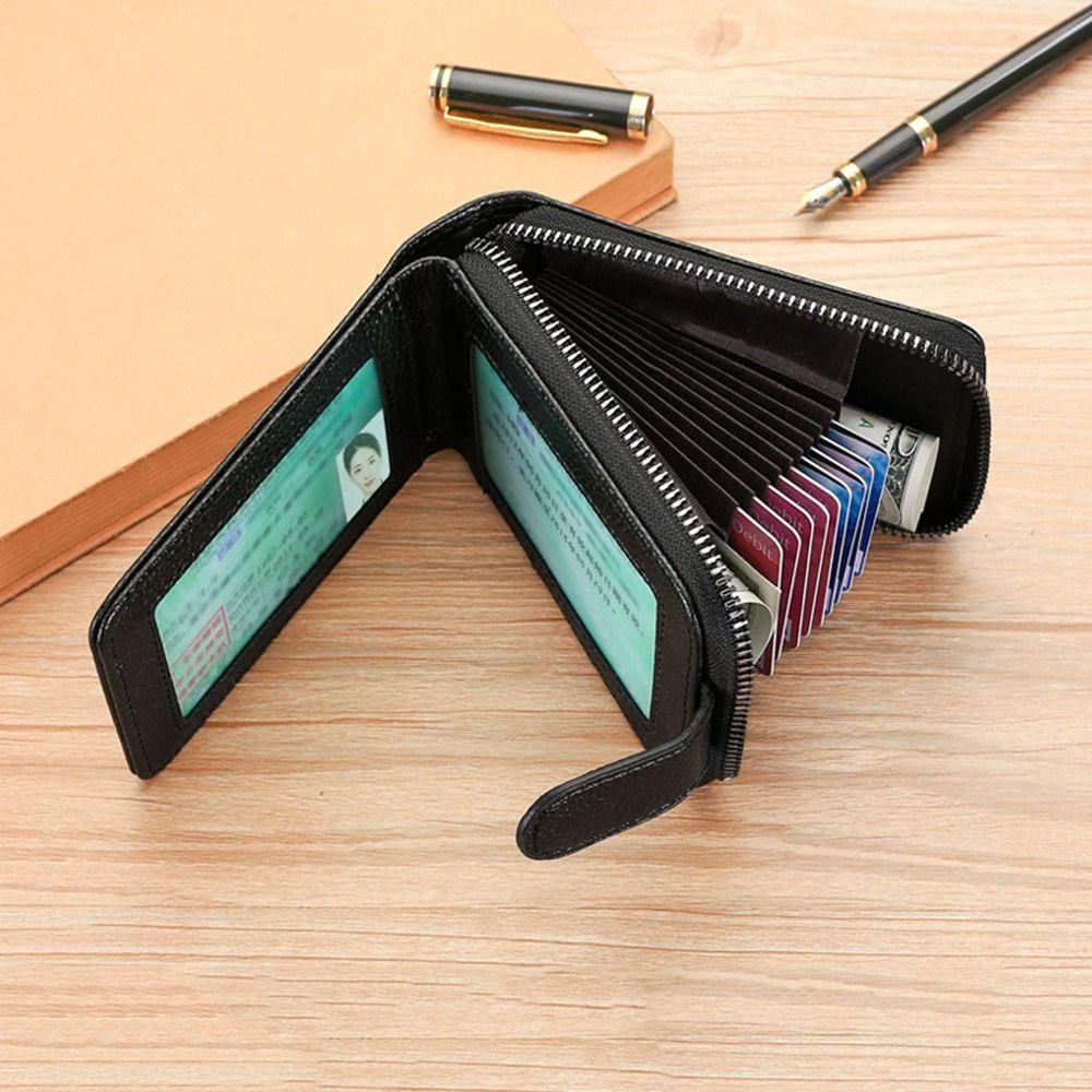 with Buckle Men's Zipper Wallet 11/16 Slots Portable Coin Purse PU Leather Card Holder  Female