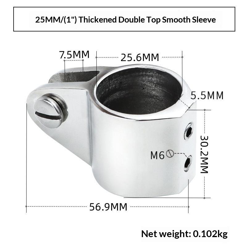 Stainless Steel 316 Double Screw 22Mm 25Mm Bimini Top Fitting Marine Slide Jaw Sleeve Pipe Eye
