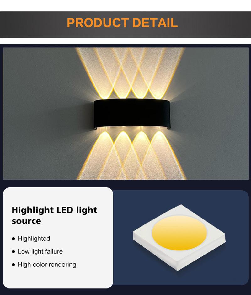 IP65 8W 12W Aluminum LED Wall Lamp Waterproof Outdoor Garden Lights Interior Wall Light for Bedroom Living Room Stairs Lighting