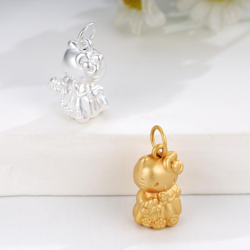 Sterling Silver Hello Kitty Wedding Dress Pendant Charm