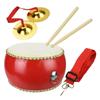 Cowhide-covered Japanese Taiko Drum Percussion Set for Kids with Neck Strap, Perfect for Karaoke Parties