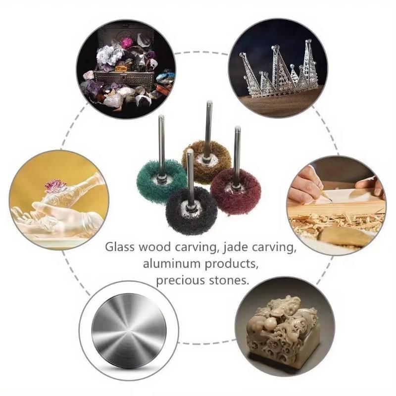 20pcs Mini Drill Abrasive Brush Nylon Buffing Polishing Wheel with 2.35mm Shank Grinding Sanding Head for Dremel Rotary Tool