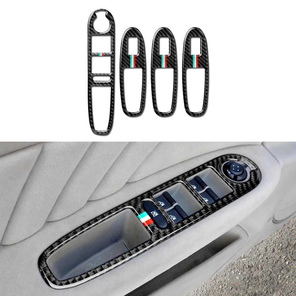 WZLN3 For Alfa Romeo 159 Brera Spider 2004-2011 Soft Carbon Fiber Car Window Lift Button Adjustment Panel Sticker Interior Accessories
