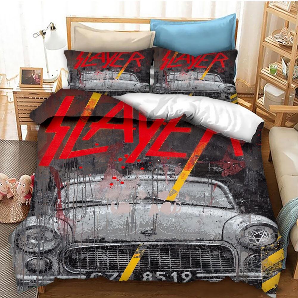 Fashion Slayer Rock Band Bedding Set Duvet Cover Bed Set Quilt Cover Pillowcase Comforter King Queen Size Boys Adult Bedding Set