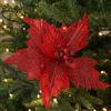 New 26cm Poinsettia Glitter Flower DIY Fake Flowers Christmas Flowers Large Wedding Decor Xmas Tree Decorations