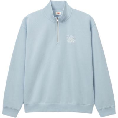 Levis Logo Print Loose Fit Stand Collar Long Sleeve Sweatshirt Women Sweatshirt Light-Blue 000O2-0001