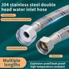 Universal 304 Stainless Steel Cold and Hot Water Inlet Pipe Anti-Aging Dual Head Tube Water Heater Hose Faucet Connector