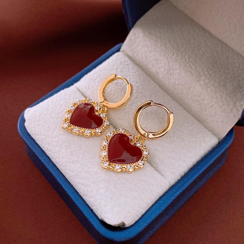 European and American Diamond-set Oval Earrings Retro Earrings Niche Light Luxury High-end Earrings Women