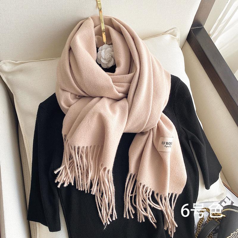 

2024 Новый искусственный кашемировый однотонный модный декоративный осенне-зимний теплый шарф двойного назначения шаль женская средней длины стиль 70*200CM