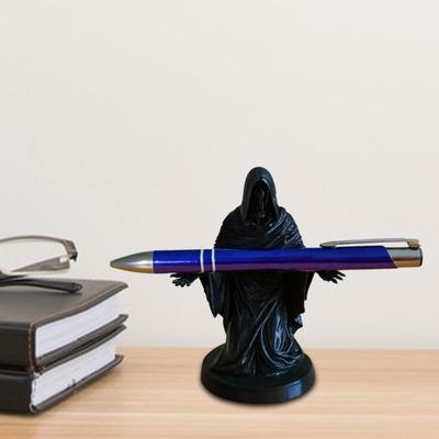 Kneeling Grim Reaper Pen Holder Halloween 3D Printed Black Robe Ghost Stationery