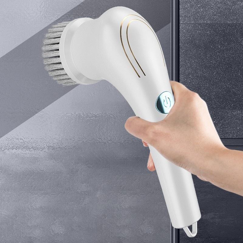 Household Electric Cleaning Brush Rechargeable Electric Scrubber with Detachable Head Cleaning Brush Kitchen Toilet Cleaning Tool