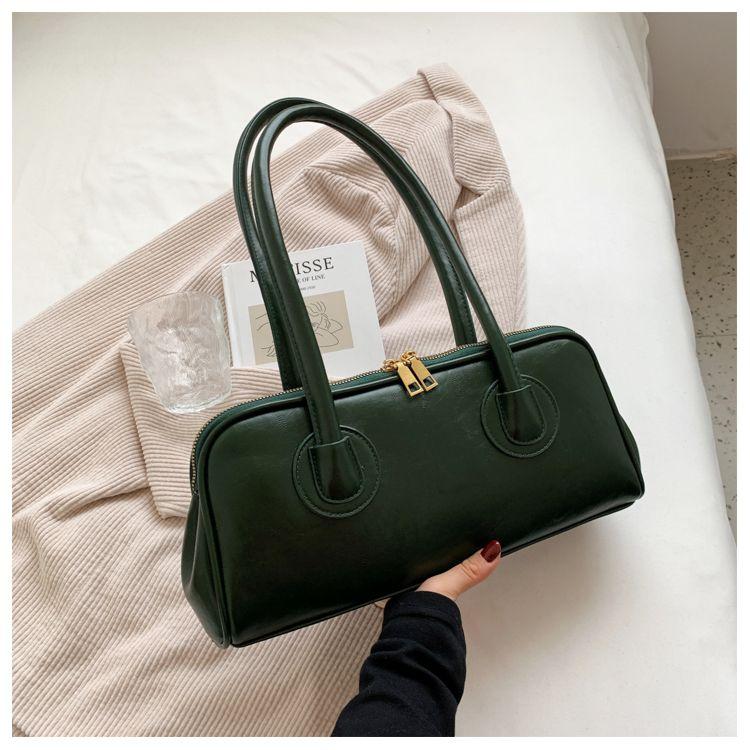 

Гибкая кожаная сумка высокого класса, легкая, роскошная, ретро, на одно плечо, женская сумка через подмышку в гонконгском стиле, модная, французская сумка-палка зелёный