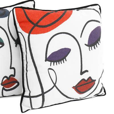 [R8323] - Multicolored Red 'Arty' Designer Cushion - 40x40 Cm