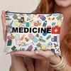 Medicine-Themed Foldable Travel Makeup Bag with Zipper Lightweight Colored Cosmetic & Toiletry Organizer Perfect Gift for Women Daily Use Pouch